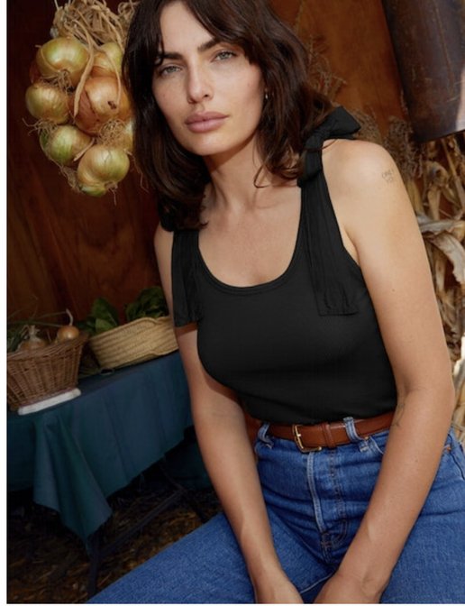Black gigi tank with poplin ties - Heart On A Hanger