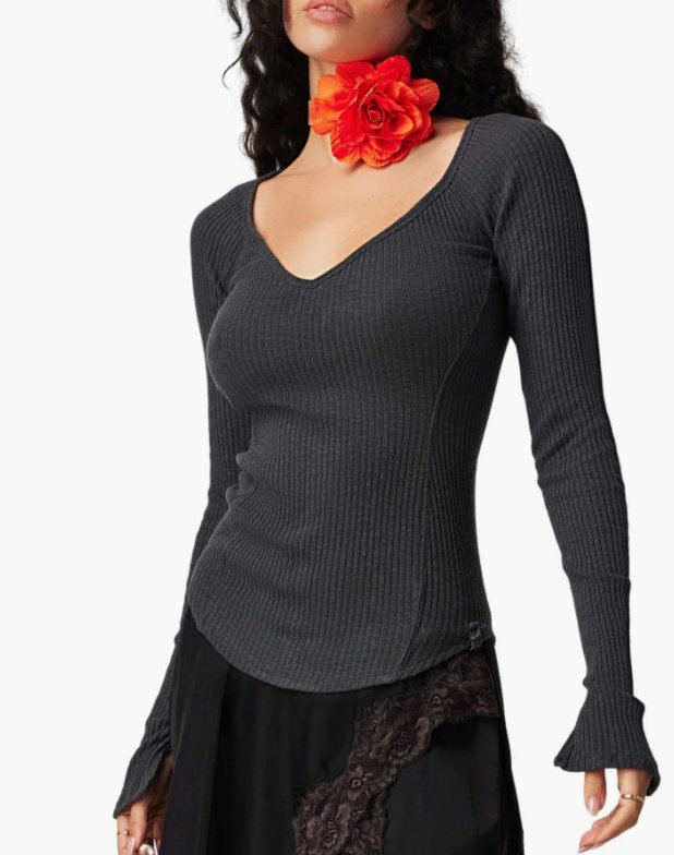 Black passing through layering shirt - Heart On A Hanger