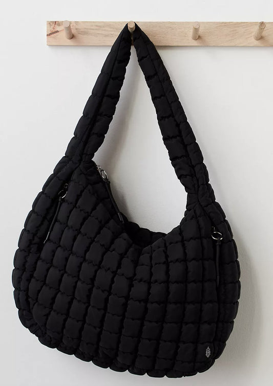 Black quilted carryall bag - Heart On A Hanger