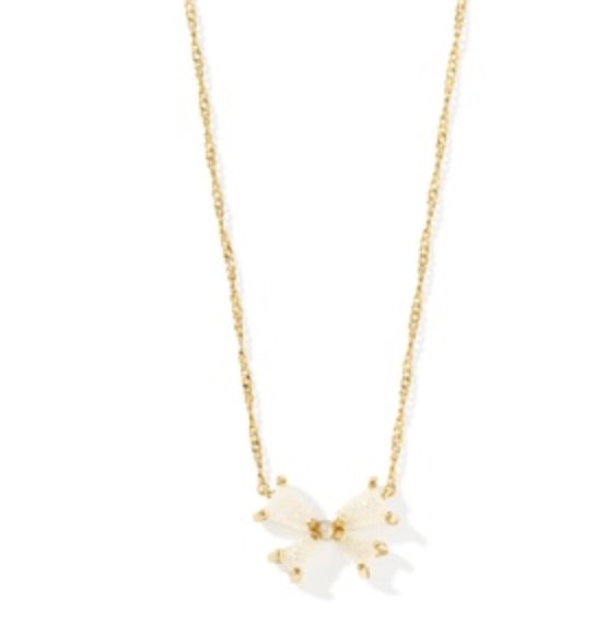 Blair bow necklace gold iridescent drusy - Heart On A Hanger