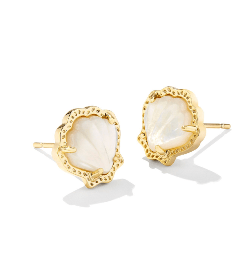 Brynne shell stud earring gold ivory mop - Heart On A Hanger