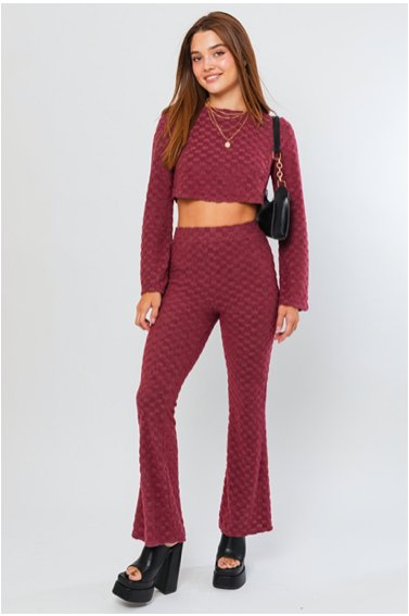Burgundy checkered top - Heart On A Hanger