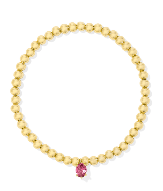 Caitlin stretch bracelet in gold pink crystal - Heart On A Hanger