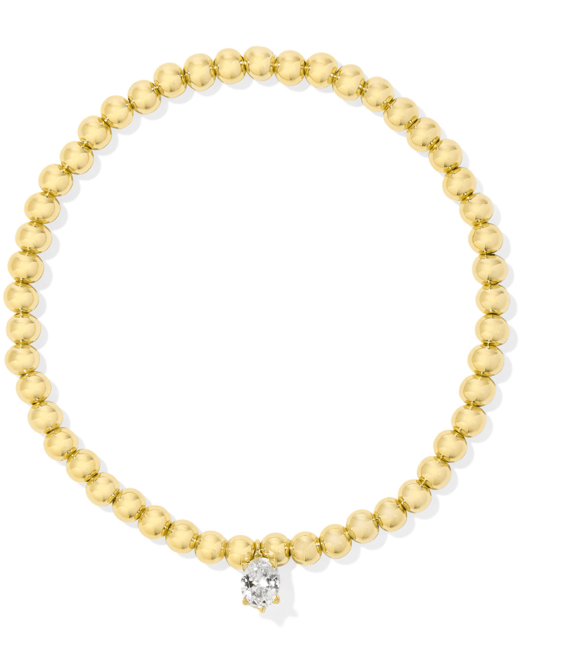 Caitlin stretch bracelet in gold white crystal - Heart On A Hanger