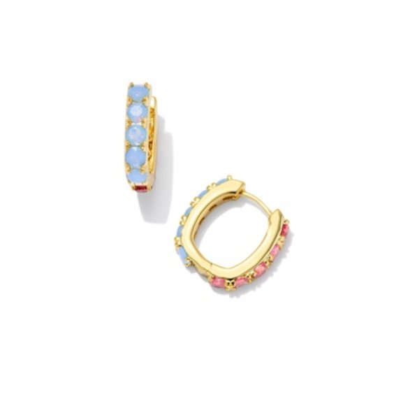 Chandler huggie earrings gold pink blue - Heart On A Hanger