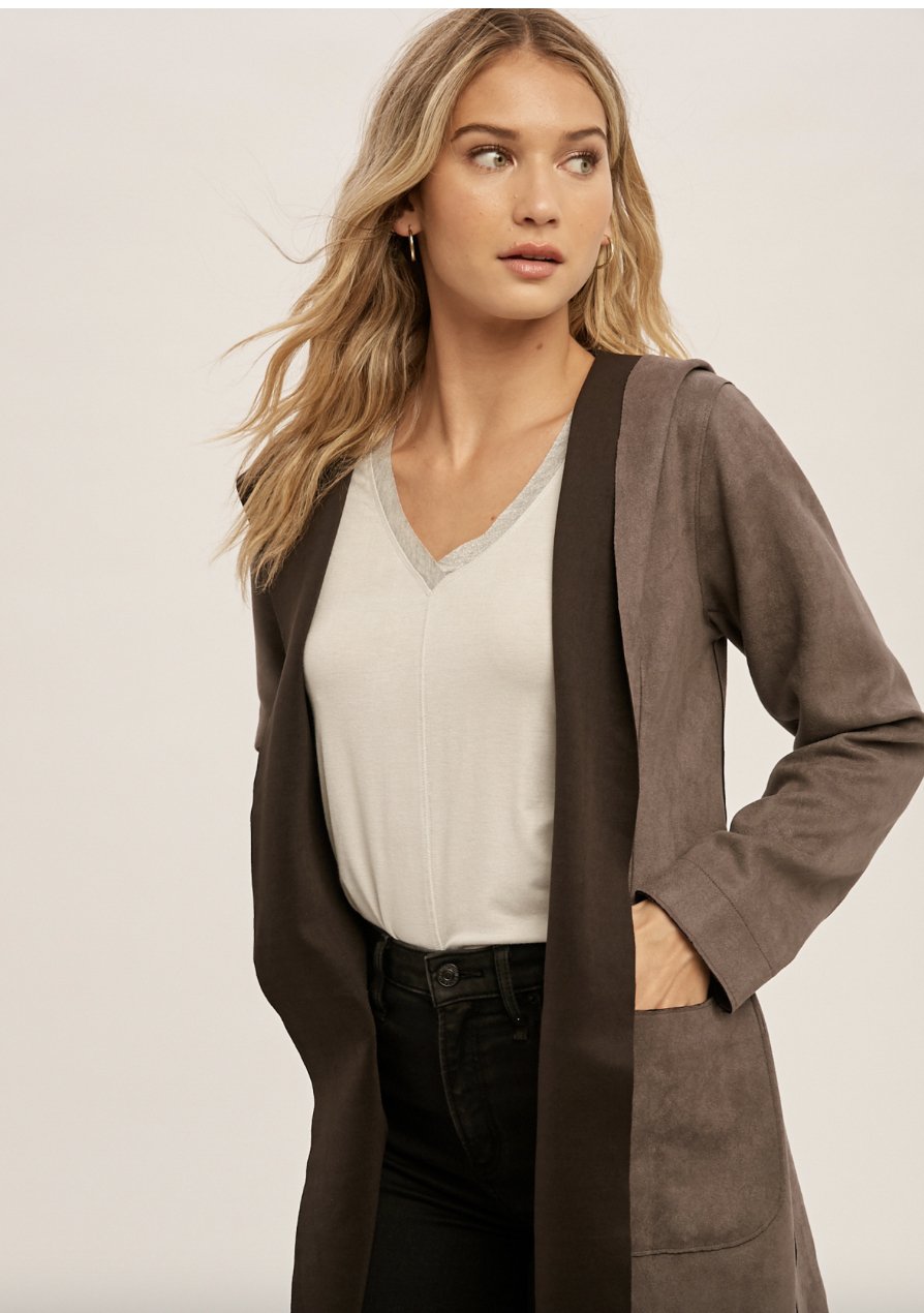 Charcoal Suede Jacket - Heart On A Hanger