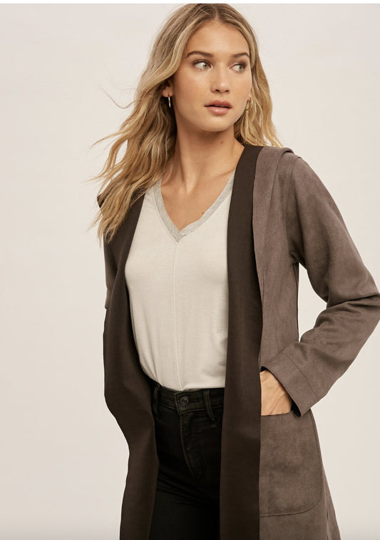 Charcoal Suede Jacket - Heart On A Hanger