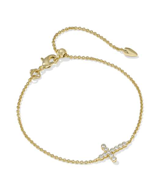 Cross crystal delicate chain bracelet - Heart On A Hanger
