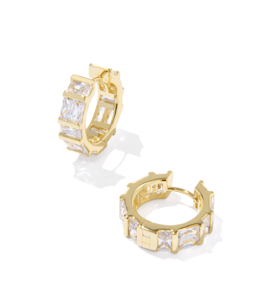 Daphne crystal frame huggie earrings - Heart On A Hanger