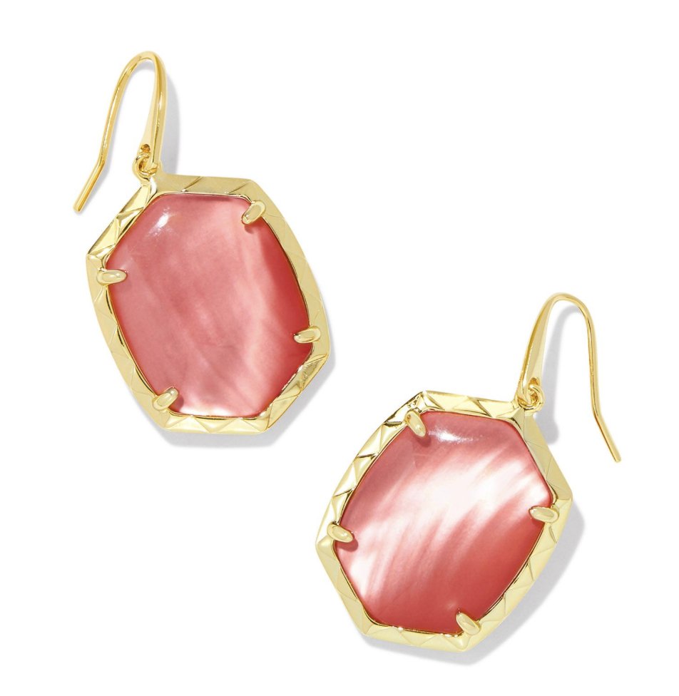 Daphne drop earrings gold coral - Heart On A Hanger