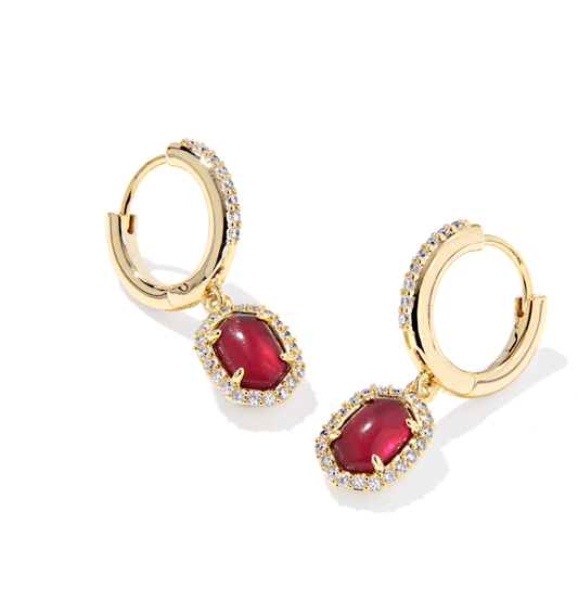 Daphne gold burgundy crystal frame earring - Heart On A Hanger
