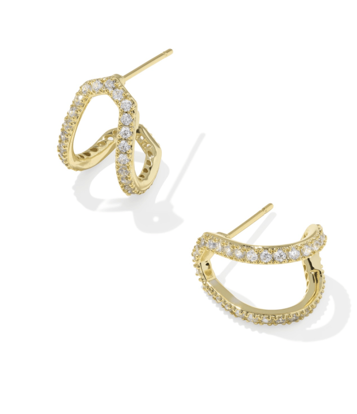Daphne pave huggie earrings in gold white cz - Heart On A Hanger