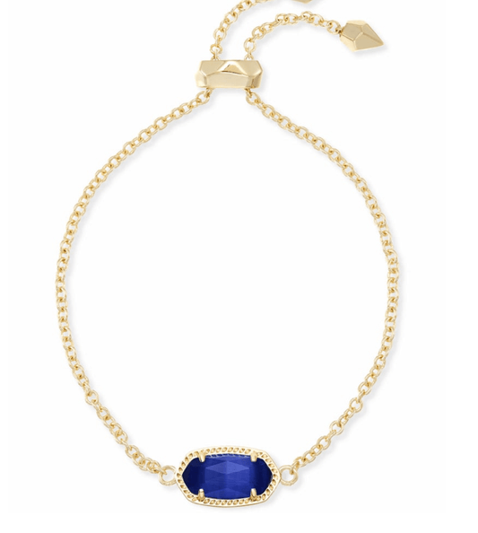 Elaina delicate chain bracelet in gold cobalt cats eye - Heart On A Hanger