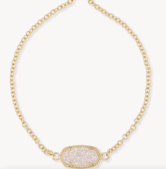Elaina delicate chain bracelet in gold iridescent drusy - Heart On A Hanger