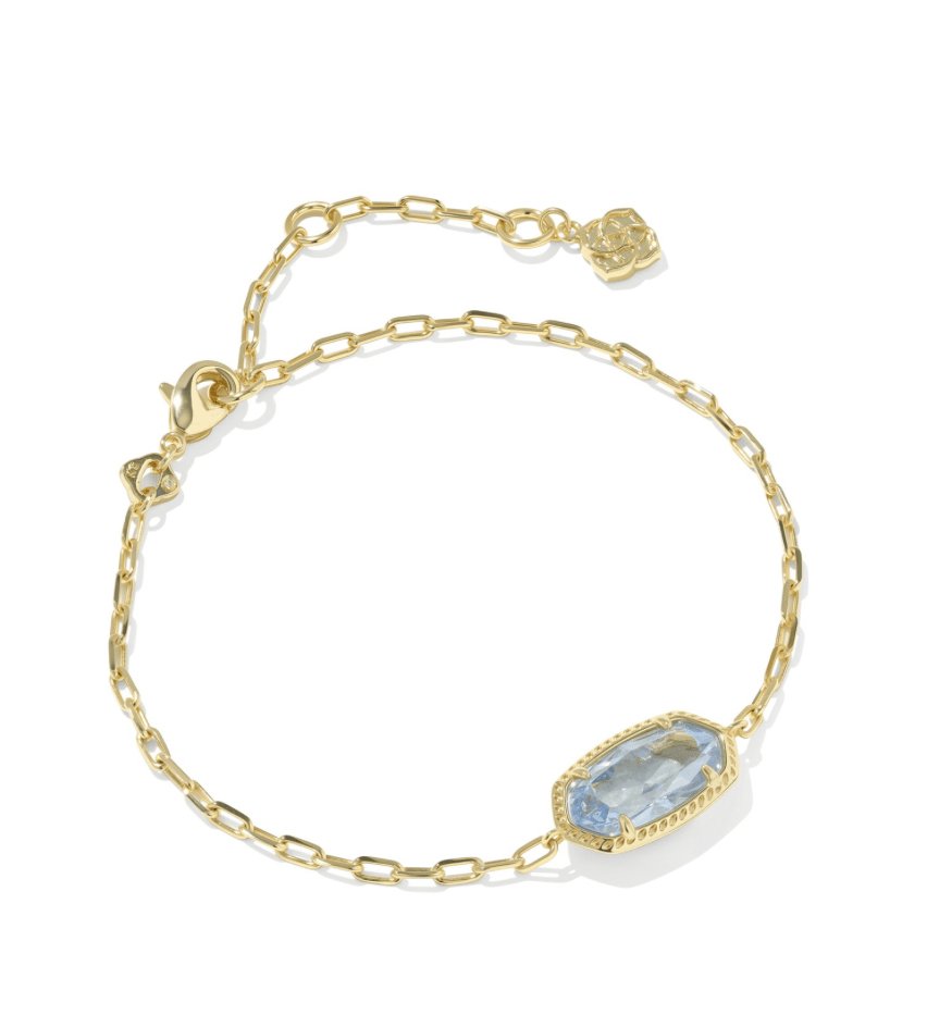 Elaina luxe chain bracelet in gold light blue cz - Heart On A Hanger