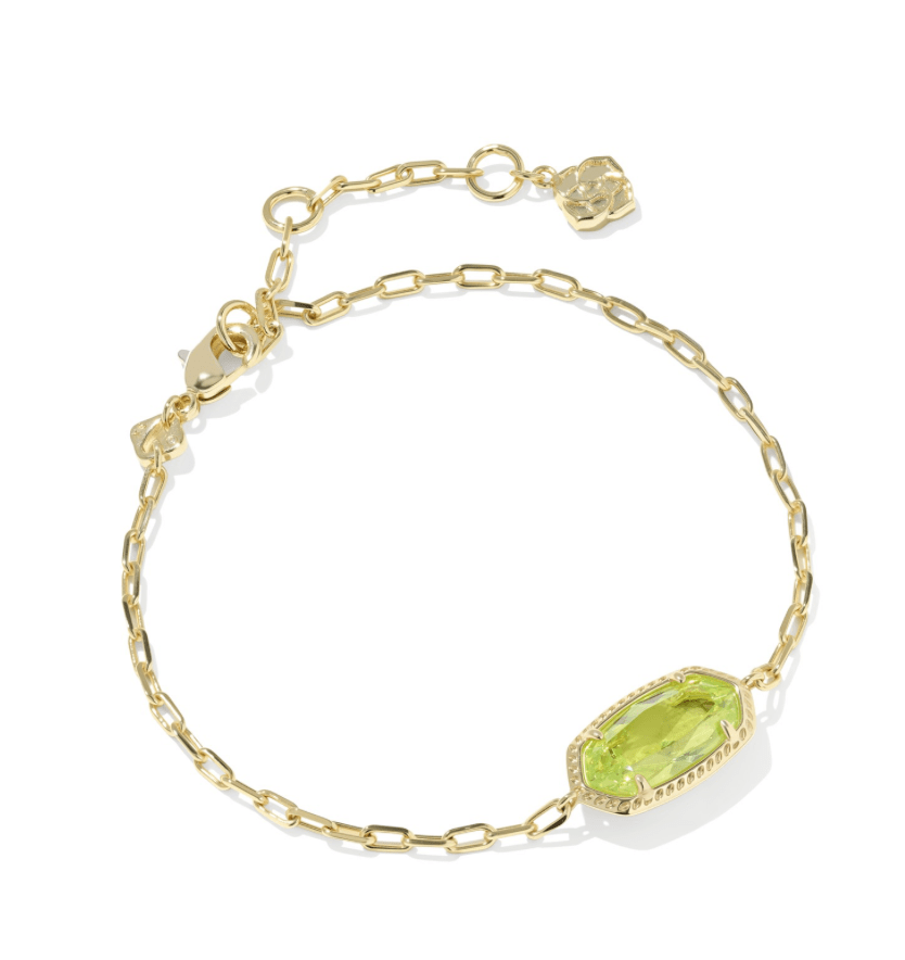 Elaina luxe chain bracelet in gold light green cz - Heart On A Hanger