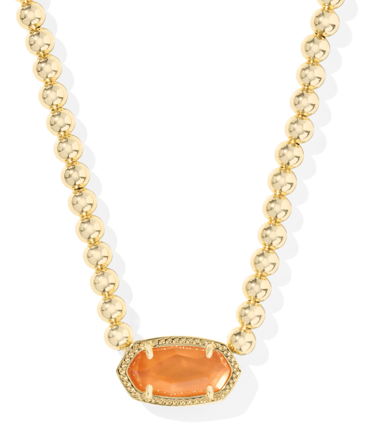 Elisa beaded necklace in papaya mother of pearl - Heart On A Hanger