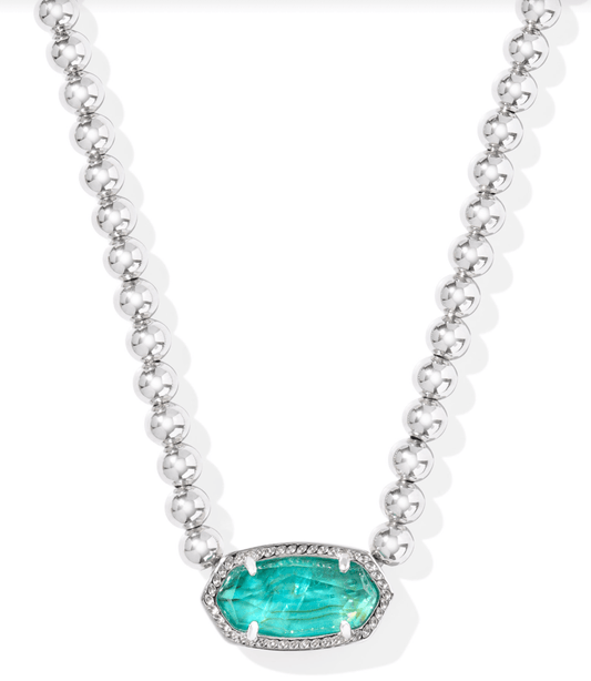 Elisa beaded necklace in silver bright aqua illusion - Heart On A Hanger