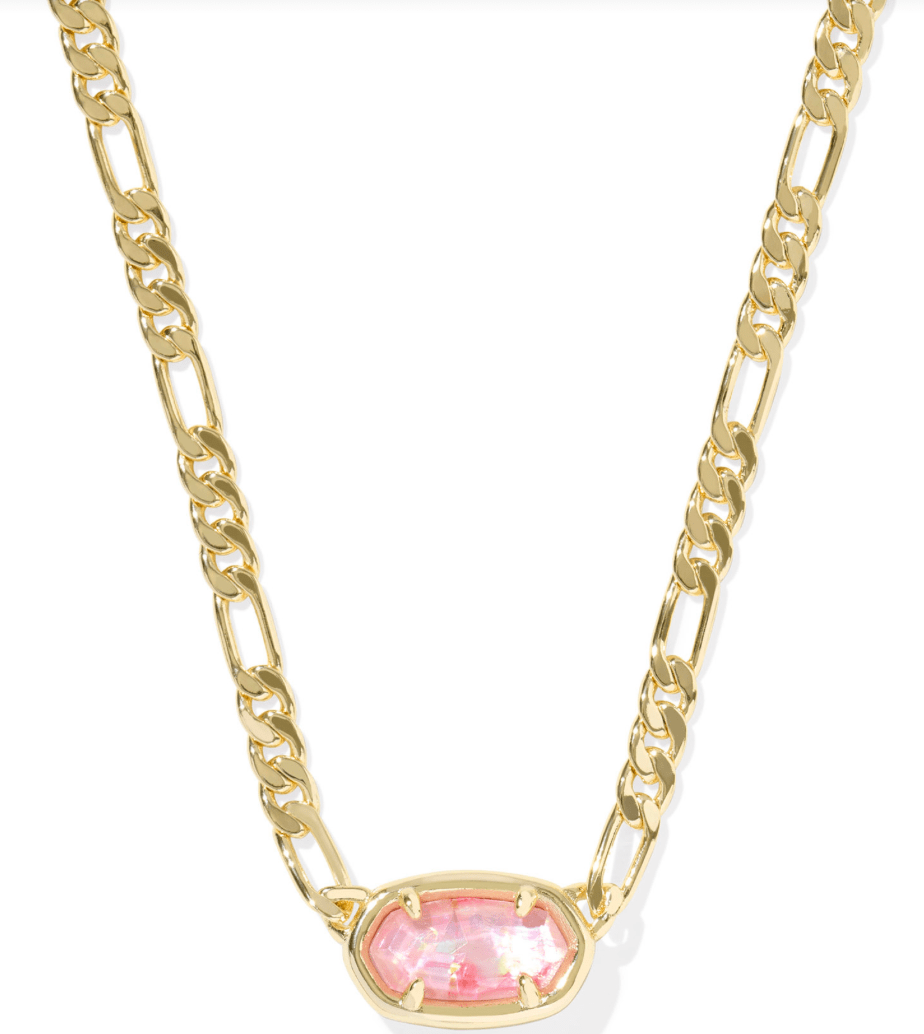 Elisa Figaro chain necklace in gold pink mother of pearl - Heart On A Hanger