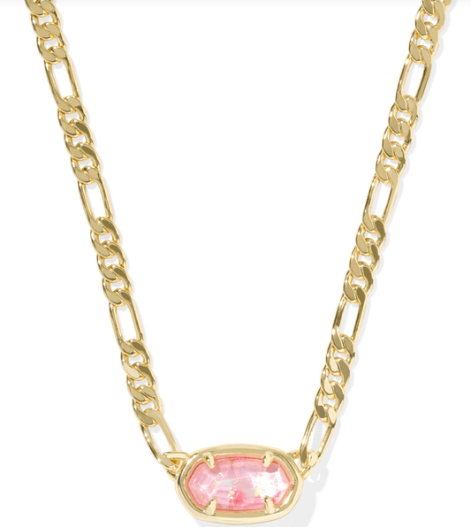 Elisa Figaro chain necklace in gold pink mother of pearl - Heart On A Hanger