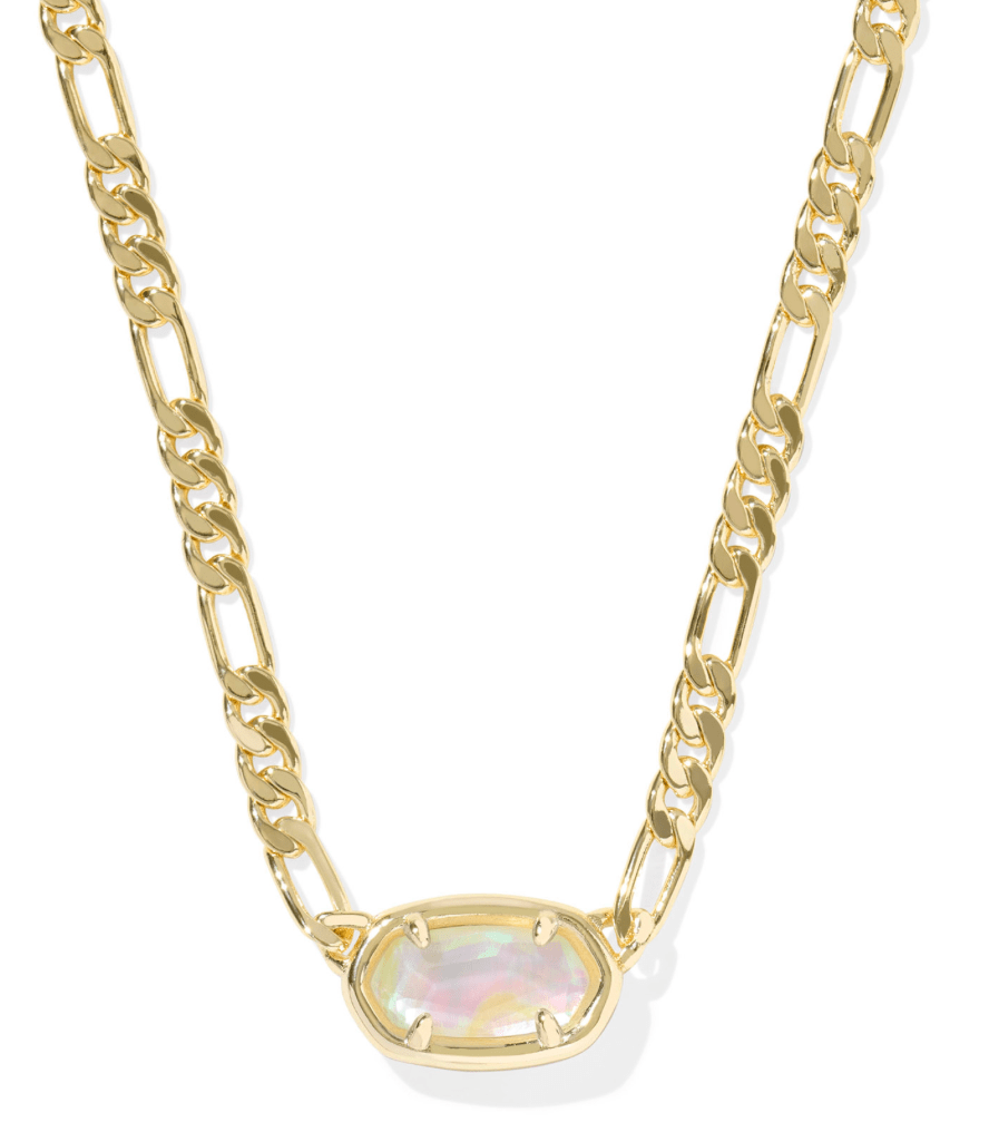 Elisa figaro short necklace in gold iridescent abalone - Heart On A Hanger