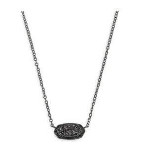 Elisa gunmetal black drusy necklace - Heart On A Hanger