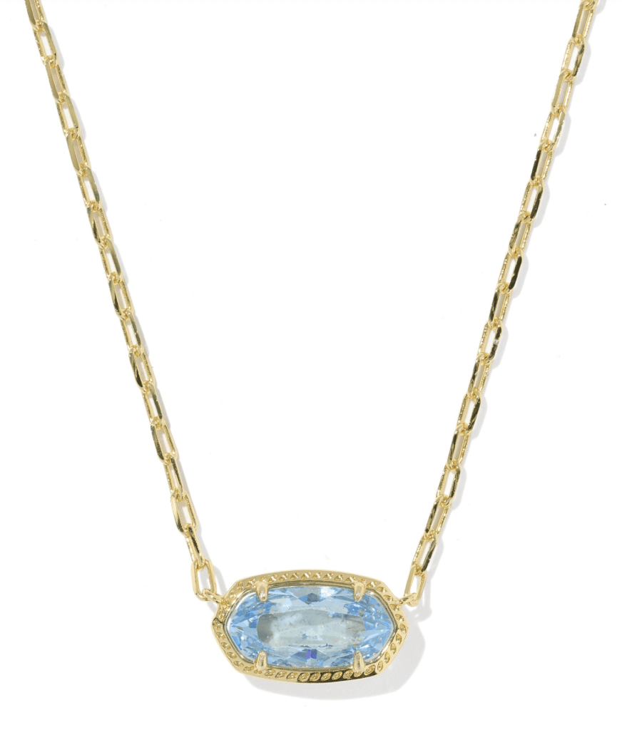 Elisa luxe short necklace in gold light blue cz - Heart On A Hanger