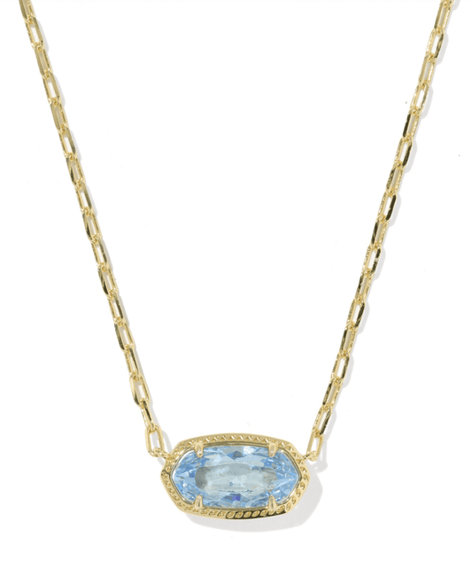 Elisa luxe short necklace in gold light blue cz - Heart On A Hanger