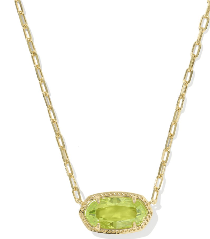 Elisa luxe short necklace in gold light green cz - Heart On A Hanger