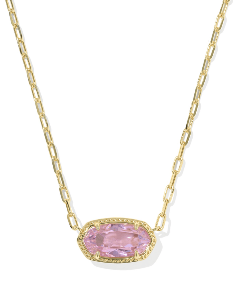 Elisa luxe short necklace in gold light pink cz - Heart On A Hanger