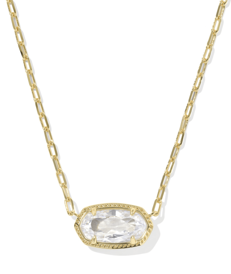 Elisa luxe short necklace in gold white cz - Heart On A Hanger