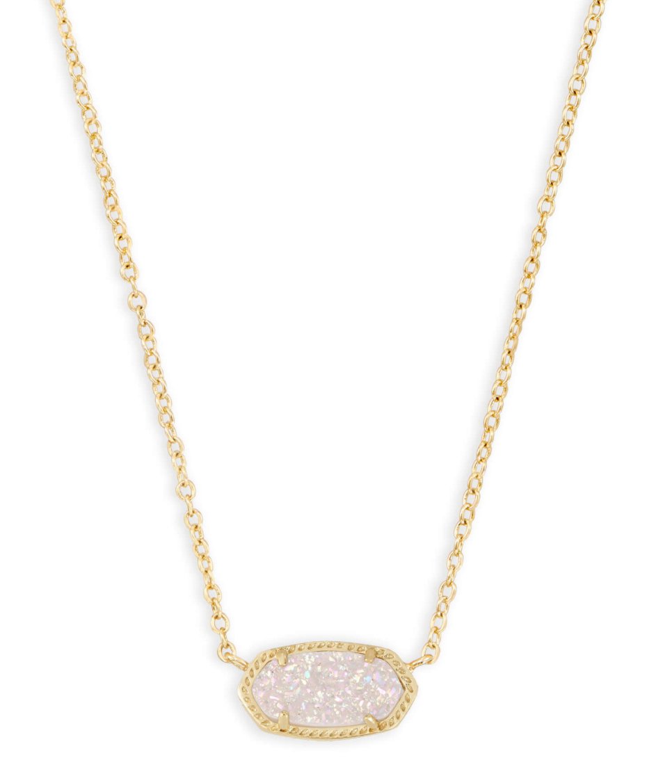 Elisa Necklace Gold Iridescent Drusy - Heart On A Hanger