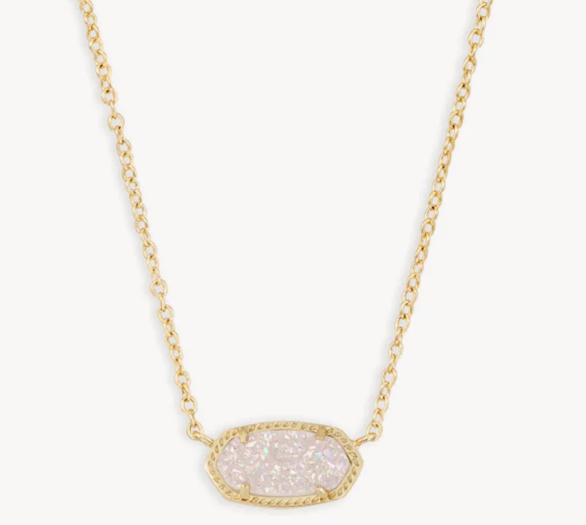 Elisa Necklace Gold Iridescent Drusy - Heart On A Hanger