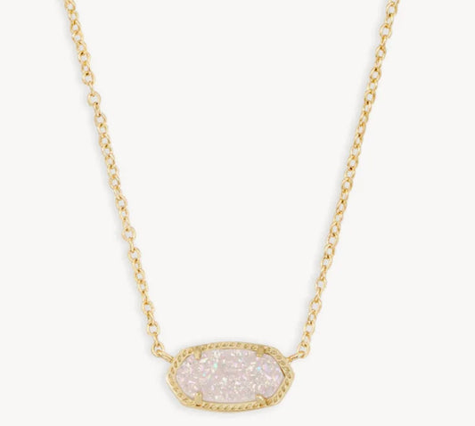 Elisa Necklace Gold Iridescent Drusy - Heart On A Hanger