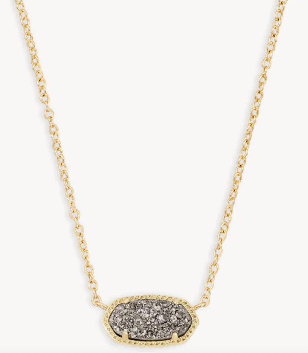 Elisa Necklace Gold Platinum Drusy - Heart On A Hanger
