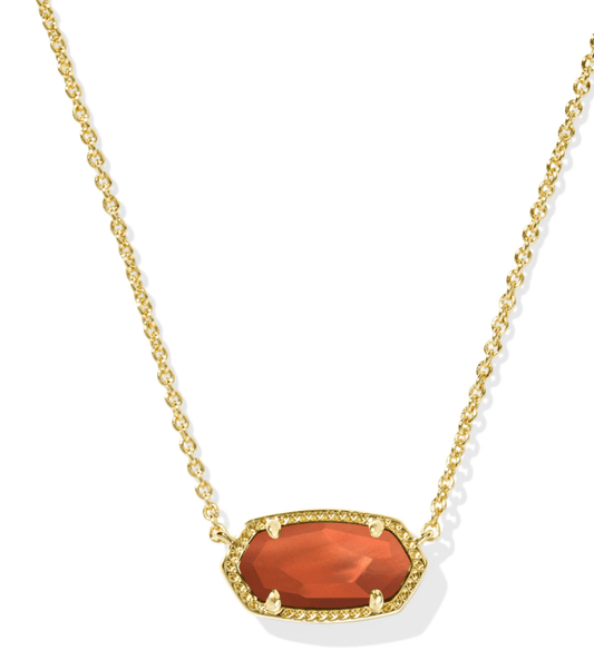 Elisa necklace in gold burnt orange mother of pearl - Heart On A Hanger