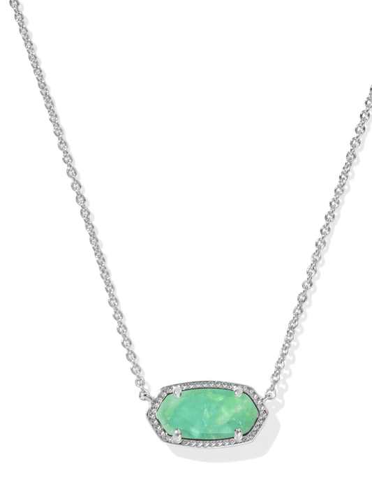 Elisa necklace in silver mint iridescent abalone - Heart On A Hanger