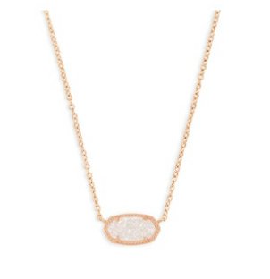 Elisa rose gold iridescent drusy necklace - Heart On A Hanger