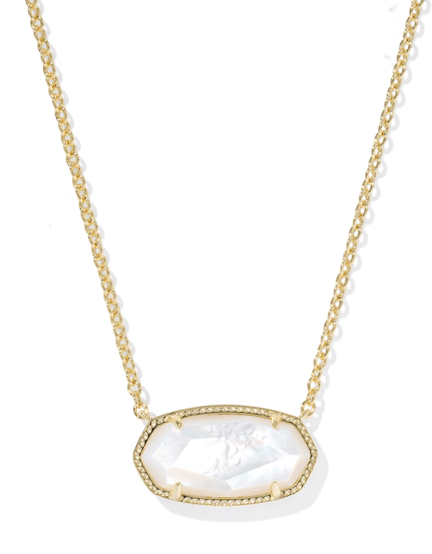 Elisa statement necklace gold ivory mother of pearl - Heart On A Hanger