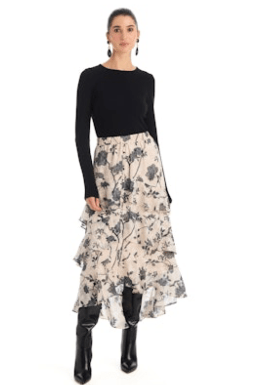 Ella midi skirt in ivory and black - Heart On A Hanger