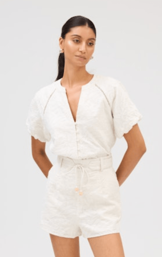 Embroidered Ainsley shorts in bone - Heart On A Hanger