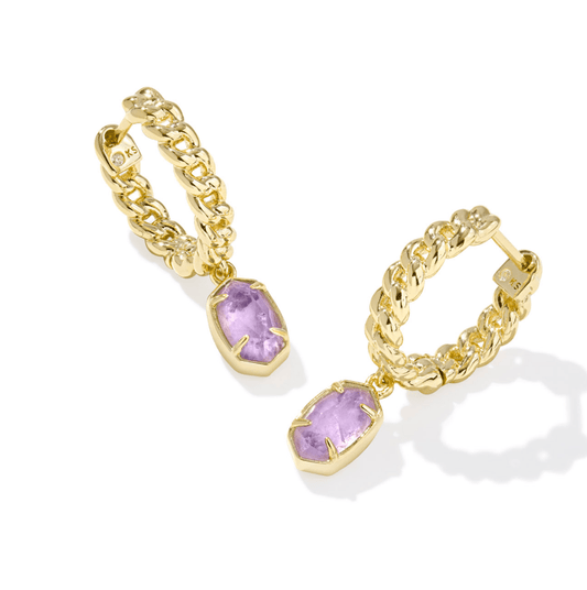 Emilie huggie earrings in gold purple amethyst - Heart On A Hanger