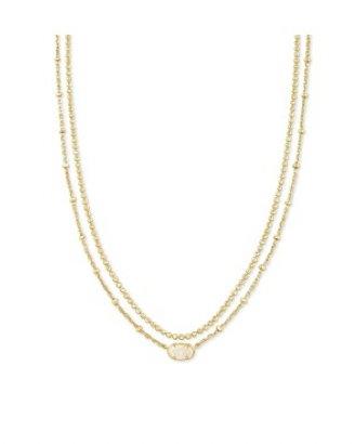 Emilie Multi Strand Necklace Gold Iridescent Drusy - Heart On A Hanger
