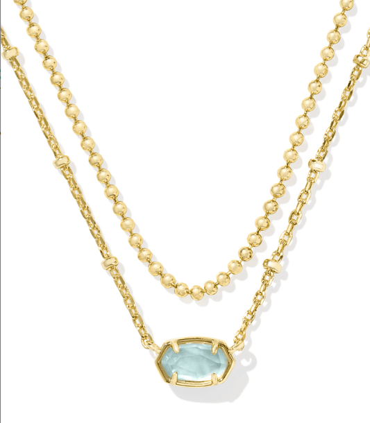 Emilie multi strand necklace in gold light blue illusion - Heart On A Hanger
