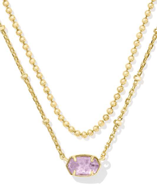 Emilie multi strand necklace in gold purple amethyst - Heart On A Hanger