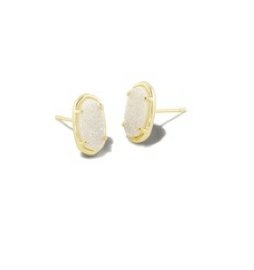 Emilie Stud Gold Iridescent Drusy - Heart On A Hanger