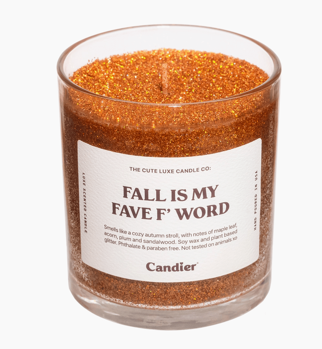 Fall is my fave f word candle - Heart On A Hanger