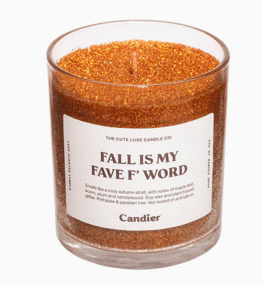 Fall is my fave f word candle - Heart On A Hanger