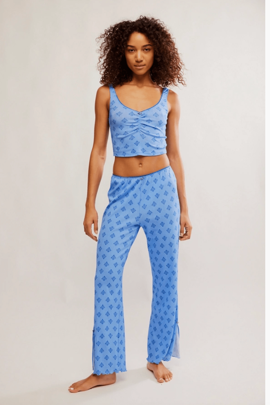 Fresh in love lounge set in cornflower blue combo - Heart On A Hanger