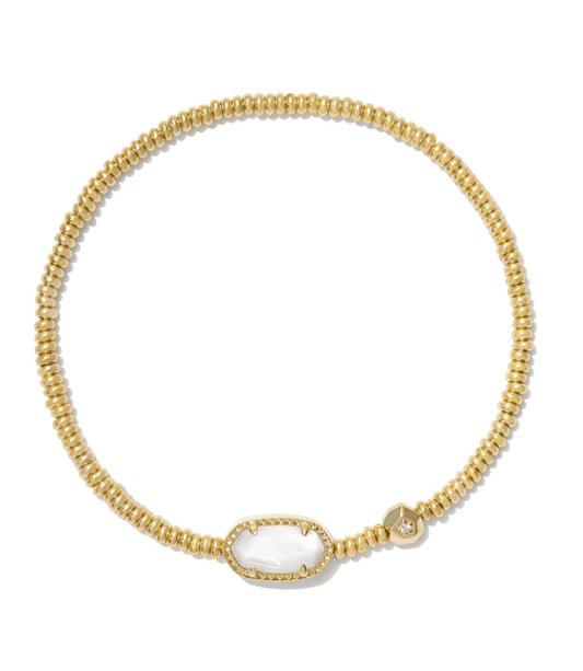 Grayson stretch bracelet in gold white mother of pearl - Heart On A Hanger